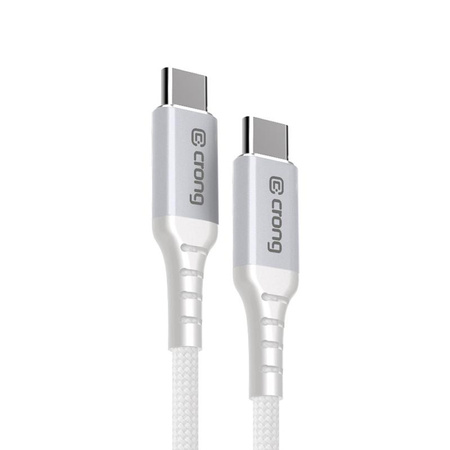 Kabel USB C Crong Armor Link Szybkie Ładowanie 1.5m 60W PD 3A Przewód Biały