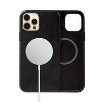 Crong Essential Cover Magnetic - kožené pouzdro MagSafe pro iPhone 12 Pro Max (černé)
