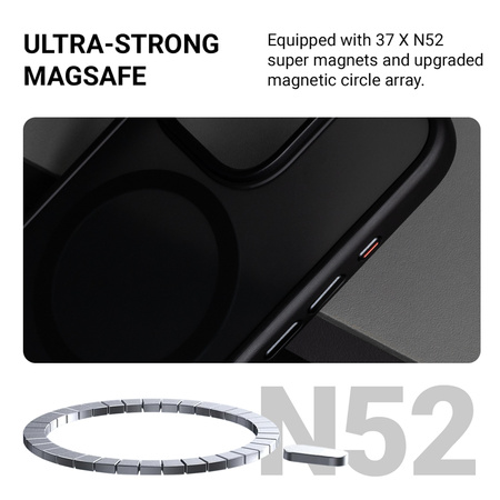 Funda Crong Hybrid Frost MAG - Funda MagSafe para iPhone 15 Pro Max (negra)