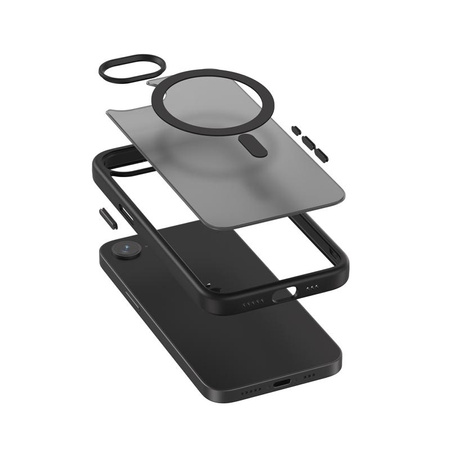 Crong Hybrid Frost MAG Cover - iPhone 16e MagSafe Case (Black)