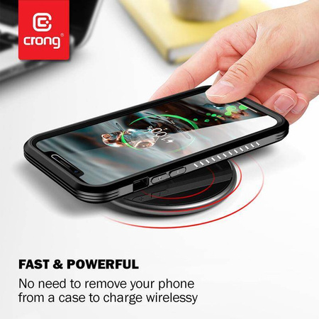 Crong PowerSpot™ Fast Wireless Charger – Bezprzewodowa ładowarka Qi 15W USB-C (Shadow Black)