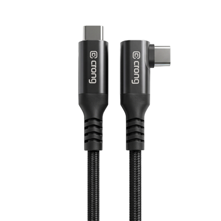 Kabel USB C CRONG Armor Link kątowy 60W PD 3A 5Gbps długi czarny 4.8m