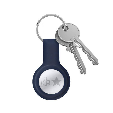 Crong Silikonhülle mit Schlüsselring – Schutzhülle mit Schlüsselanhänger für Apple AirTag 1/2 (marineblau)