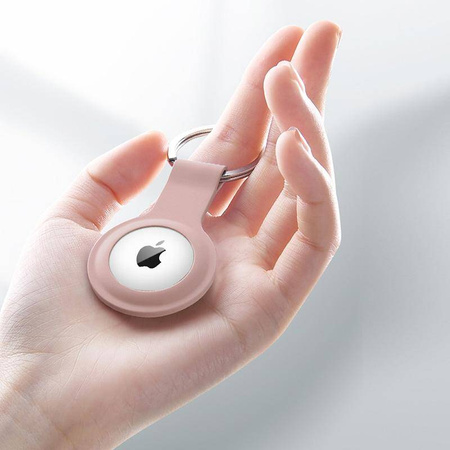 Crong Silicone Case with Key Ring – Protective keychain case for Apple AirTag 1/2 (sand pink)