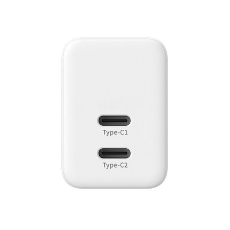 Încărcător de perete Crong Ultra Compact GaN 2x USB-C 35W PD 3.0 cu PPS (Alb)