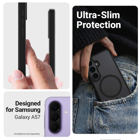 Etui Crong Hybrid MATTE™ Magnetic do Samsung Galaxy A57 MagSafe Czarne Wytrzymałe