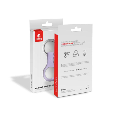Crong Silicone Case with Key Ring – Protective keychain case for Apple AirTag 1/2 (purple)