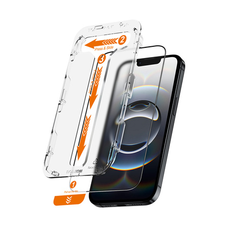 Szkło Prywatyzujące do iPhone 16e / iPhone 14 / iPhone 13 / iPhone 13 Pro Crong EasyShield Ochronne na Ekran 2szt. + Ramka