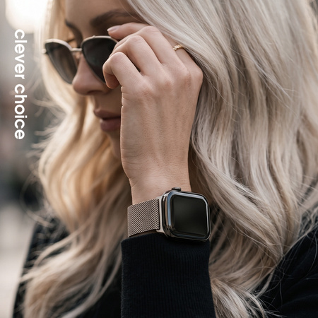Crong Milano Steel – řemínek z nerezové oceli pro Apple Watch 44/45/46/49mm (šampaňské)