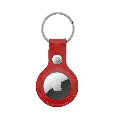 Crong Leather Case with Key Ring - Leather protective key ring case for Apple AirTag (red)