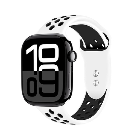 Crong Duo Sport - Cinturino per Apple Watch 44/45/46/49 mm (Bianco/Nero)