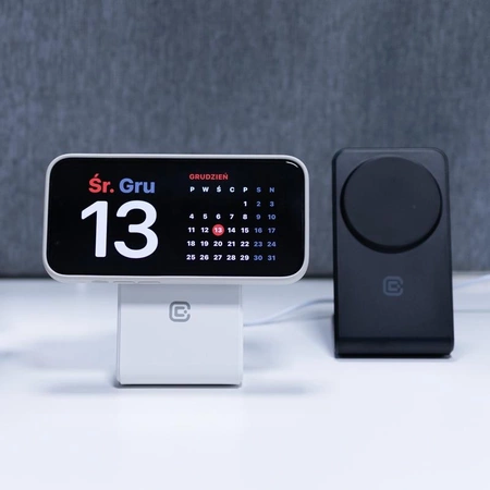 Suport pivotant Crong MagSpot - Încărcător wireless 3 în 1 cu MagSafe pentru iPhone, Apple Watch și AirPods (Negru)