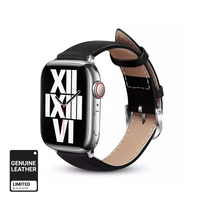 Crong Noble Band - Genuine Leather Strap for Apple Watch 44/45/46/49 mm (Black Noir)