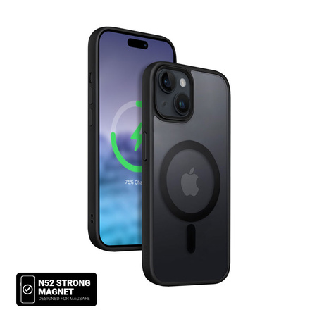 Funda Crong Hybrid Frost MAG - Funda MagSafe para iPhone 15 (negra)