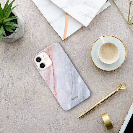 Crong Marble Case - pouzdro pro iPhone 12 Mini (růžové)