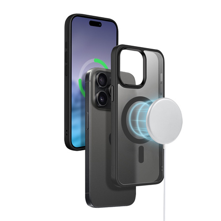 Crong Hybrid Frost MAG tok - iPhone 15 Pro Max MagSafe tok (fekete)