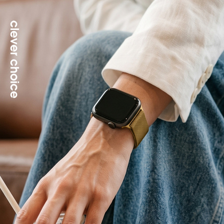 Crong Milano Steel - Edelstahlarmband für Apple Watch 38/40/41/42 mm (Gold)