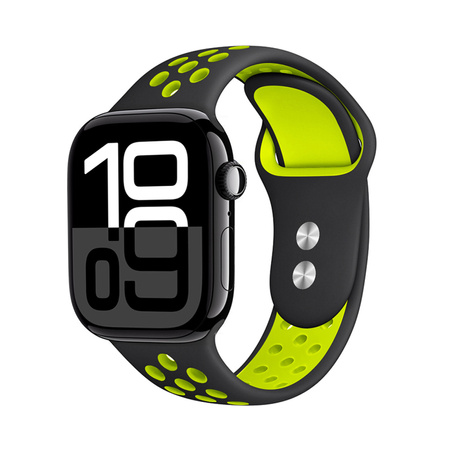 Crong Duo Sport - Cinturino per Apple Watch 38/40/41/42 mm (Nero/Lime)