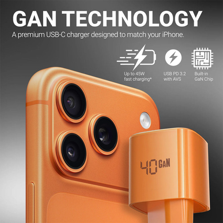 Crong NEO GaN Charger - USB-C 40W PD Charger with AVS (Orange)