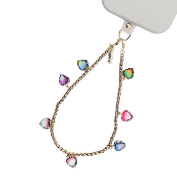 Crong Phone Charm Rainbow Hearts – łańcuszek do telefonu na nadgarstek z kamieniami