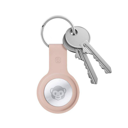 Crong Silicone Case with Key Ring - Protective Keyring Case for Apple AirTag (sand pink)