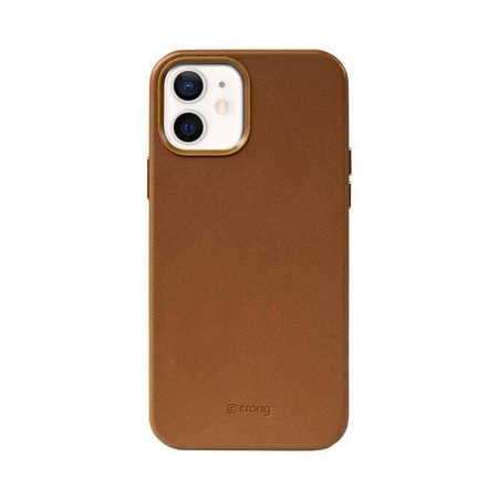 Crong Essential Cover - Etui ze skóry ekologicznej iPhone 12 / iPhone 12 Pro (brązowy)