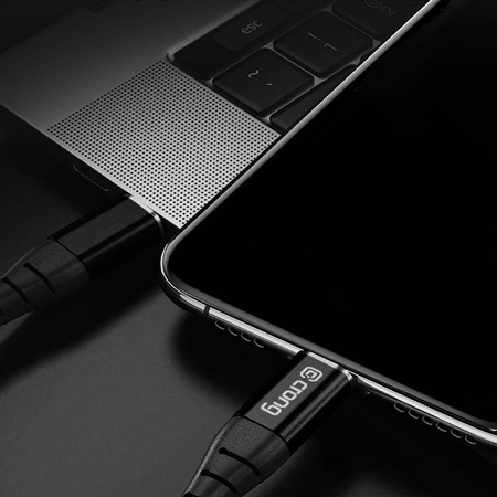 Kabel USB C Crong Armor Link Szybkie Ładowanie 25cm 60W 3A Przewód Czarny