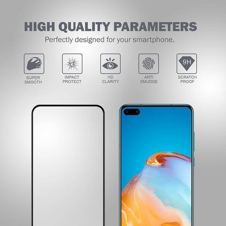 Crong 3D Armor Glass – Vidrio templado 9H para toda la pantalla del Huawei P40 + marco de instalación