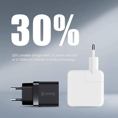 Crong Utra Compact GaN - 35W PD 3.0 2x USB-C network charger (black)