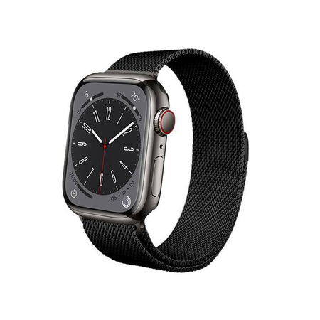 Crong Milano Steel - Řemínek z nerezové oceli pro Apple Watch 42/44/45/49 mm (černý)