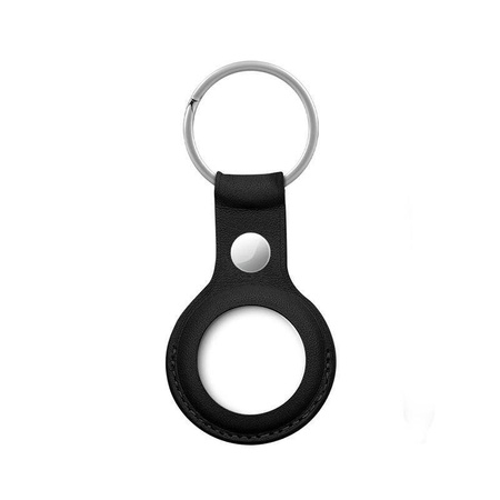 Etui Ochronne do Apple AirTag Skórzany Brelok Crong Leather Case with Key Ring Czarny