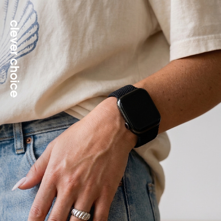 Crong Wave Band - Correa trenzada para Apple Watch de 44/45/46/49 mm (negra)