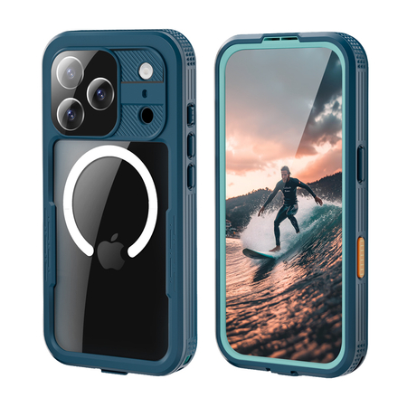 Crong Seal Cover - IP68 Wasserdichte Hülle für iPhone 17 Pro / 18 Pro (Marine)