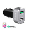 Crong Power autós töltő 30W - USB QuickCharge 3.0 autós töltő + USB 2.4A (alumínium)