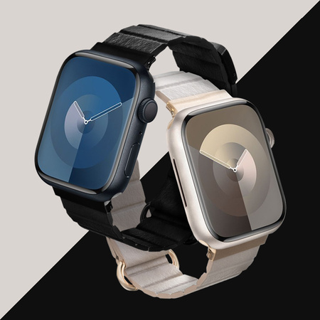 Crong Eclipse - Magnetisches Lederarmband für Apple Watch 38/40/41/42 mm (Beige)