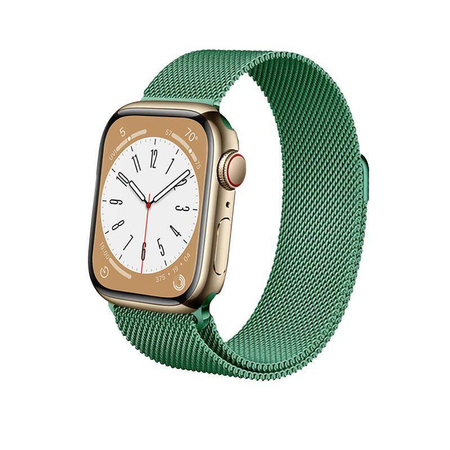 Crong Milano Steel – Correa de acero inoxidable para Apple Watch de 44/45/46/49 mm (verde)