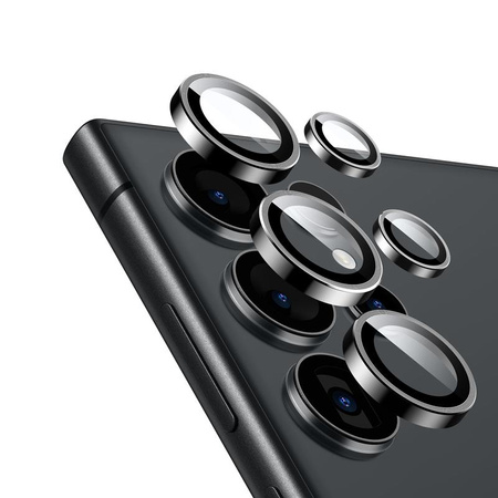 Crong Lens Ring - Gehärtetes Glas für die Kameralinse des Samsung Galaxy S24 Ultra (schwarz)