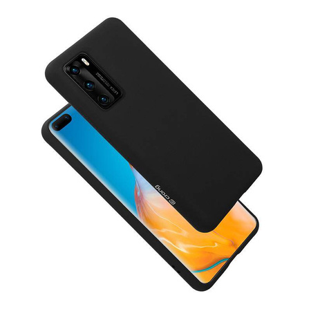 Etui Crong Color Cover do Huawei P40 Silikonowe Czarne Plecki z Mikrofibrą