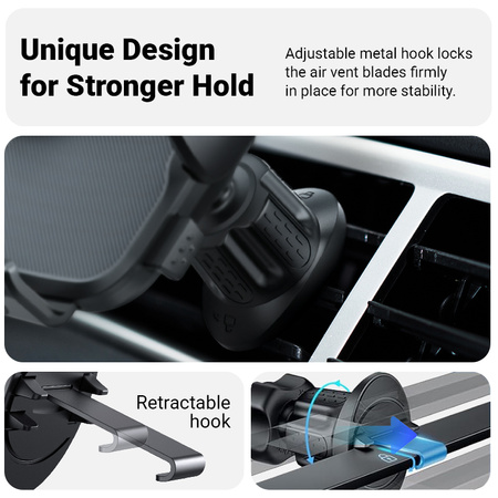 Crong Carclip Air Vent - Soporte universal para rejilla de ventilación de coche (negro)