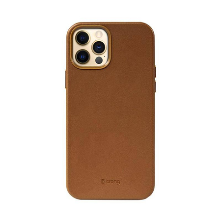 Crong Essential Cover - iPhone 12 / iPhone 12 Pro Öko-Lederhülle (braun)