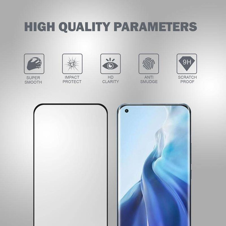 Sticlă securizată Crong 3D Armor Glass - 9H cu adeziv complet pentru Xiaomi Mi 11 ecran complet + ramă de instalare