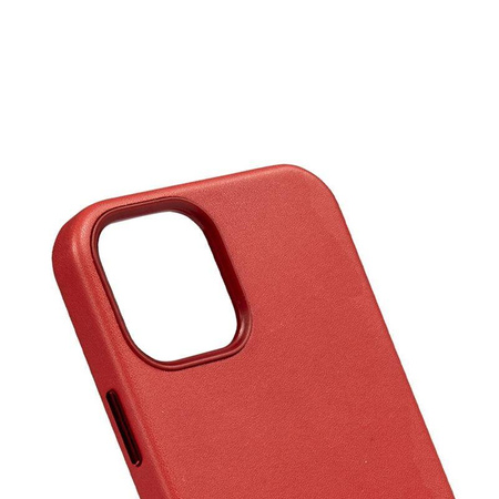 Etui Crong Essential Cover do iPhone 12 / 12 Pro Skórzane Czerwone Plecki