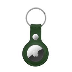 Crong Leather Case with Key Ring – Protective leather case with key ring for Apple AirTag 1/2 (green)