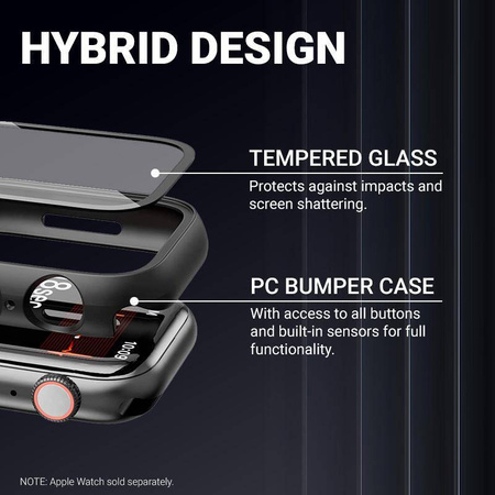 Etui ze Szkłem Hartowanym do Apple Watch 41mm Crong Hybrid Watch Case Obudowa Ochronna Carbon