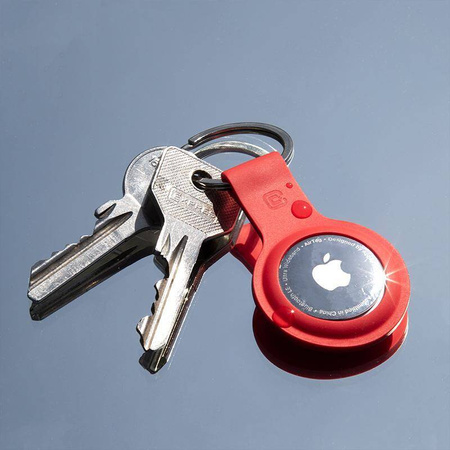 Crong Silicone Case with Key Ring - Protective Keyring Case for Apple AirTag (red)