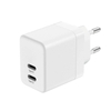 Încărcător de perete Crong Ultra Compact GaN 2x USB-C 35W PD 3.0 cu PPS (Alb)