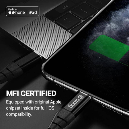 Crong Armor Link - USB-C villámgyors töltő MFi kábel 150cm (fekete)