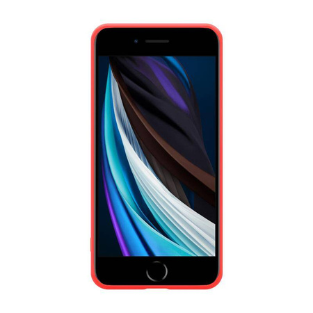 Etui Crong Color Cover do iPhone SE 2020 / 8 / 7 Silikonowe Czerwone z Mikrofibrą