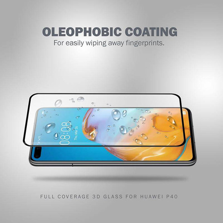 Szkło Hartowane do Huawei P40 Crong 3D Armour Glass 9H Ochronne na Cały Ekran + Ramka Instalacyjna