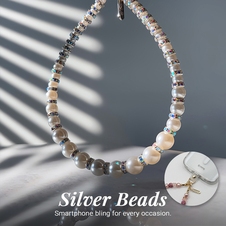 Crong Phone Charm - Lanyard Phone Pendant (Silver Beads)